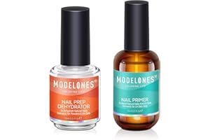 ‎MODELONES Modelones Primer für Gelnägel Dehydrator für Nägel, 15ml Professional Acid Free Nail Prep Natural Air Dry Superior Bonding Primer Set fur Nail Art UV Gel Nagellack Dip Powder Acrylnägel