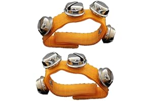 XUELIYUN 2 Pcs Multi Color Musical Rhythm Toys and Nylon Band Wrist Bell Ankle Bells Band Wrist Bell Wrist Foot Bell Instrument for Kids Baby Adult Best Holiday Birthday Party Gifts（Orange)
