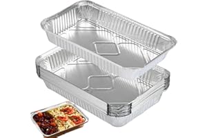 FOCCTS 25 Stück Aluminium-Tropfschalen, Aluschalen 31 x 21 cm, 2200 ml, rechteckig, hitzebeständig