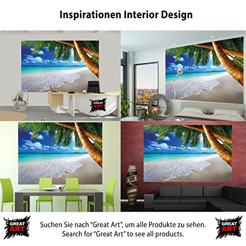 Fototapete Karibik Sandstrand mit Palmen und Meer Wand-dekoration – Wandbild Strand Poster-Motiv by GREAT ART (210 x 140 cm) - 4