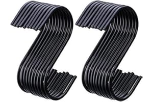 BJ-Shop Ganci a S Nero,Ganci a Forma S Ganci Appendiabiti a Forma di S in Acciaio Inossidabile Confezione da 20 "da 3,5" per Cucina, Bagno, Camera da Letto e Ufficio