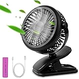 Miconi Ventilatore USB,Mini Portatile Ventilatore da Scrivania con Clip,3 Velocità,Rotazione di 360 ° Ricaricabile Ventilator
