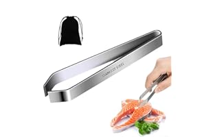 AELMIYW Fish Bone Tweezers with Portable Bag, 1 Styles Fish Tweezers Professional Stainless Steel Flat for Kitchen Salmon Trout (1 Pcs)
