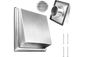KOVSGQ Ventilationsgaller 100mm Ventilationsgaller i rostfritt stål Väderskyddsgallerskydd Luftuttag Utomhus med insektsskydd Avluftsgaller Ventilationslucka Avluftshuva för ventilationsanläggningar