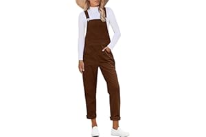 luvamia Cord-Overall für Damen, verstellbare Träger, modischer Latz-Overall mit Tasche, konisches Bein, trendiger 90er Jahre