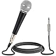 Pyle - Microphone, Handheld Mic, Dynamic Moving Coil Cardioid, microphone for singing, Unidirectional Includes 4.5m XLR Audio Cable to 6.35 mm Audio Connection Compatible for Speaker-Karaoke-Amp-Mixer