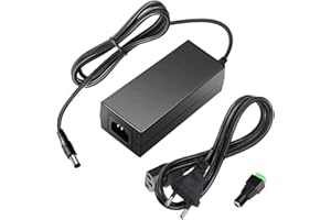 SHNITPWR Adaptateur secteur 12 V Transformateur LED 5 A 60 W Alimentation 100 V ~ 240 V CA jusqu’à 12 V CC Transformateur de tension 5,5 x 2,5 mm pour bandes LED, luminaire, caméra de surveillance