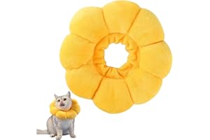 AJUNLKVDR Halskrause Katze,Leckschutz Katze,Katzen Halskrause,Anti Lecken Katzenhalsband,Die Leckt und Kratzt,Verstellbare Anti Biss KissenhalsbäNder (Gelb)(M)