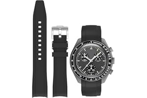 Niziruoup Silikon Armband für Omega x Swatch MoonSwatch/Rolex Uhr,Gebogenes Weiches Silikon Gummi Armband Omega x Swatch MoonSwatch Speedmaster Ersatzband Uhrenarmbänder Kautschuk 20mm