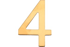 EXTIFF Numéro de boite aux lettres, Chiffre de rue, Maison en Acier Inoxydable Doré - Adhésif Autocollant fort - 76 mm - 4 Quatre