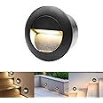 FWoche 3W Stair Lights Wall Recessed Lamp Warm White, Round Staircase Light, LED Step Night, Aluminium Waterproof Wall Lighting Indoor/Outdoor, Garden Lighting Deck Balcony Black, 1pcs