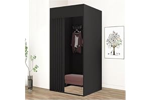 Gdmokle Camerino Mobile, Spogliatoio Portatile con Tenda Scorrevole, Fasciatoio Portatile per Negozio, Ufficio, Centro Commerciale, Spiaggia (Nero, 100X100X200cm)