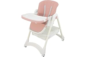 ALMAR Baby Trona de bebe evolutiva, plegable, elevable y reclinable con bandeja extraible color Rosa