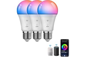 Wiby Lampadine LED Alexa Inteligente WiFi,Dimmerabile Lampadina Smart 10W,Funziona con l'app e Alexa Lampadine RGBWW Dimmerabile Multicolore, 2700k-6500k,806LM,3 Pezzi