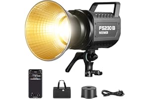 NEEWER FS230B LED Video Light 2.4G/APP Control, 230W Bi Color COB Silent Photography Continuous Output Lighting with 4 PWM Dimming Types, 110000lux/m, 2700K-6500K, CRI 97+, 12 Scenes, Bowens Mount