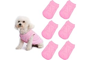 HACRAHO Hunde-Shirt, leere Kleidung, 6 Stück, rosa blanko, Hunde-T-Shirt, ärmellos, Kostüme, Sommer, atmungsaktiv, Haustier-Weste, Shirt für kleine, mittelgroße Hunde und Katzen, Rosa, L