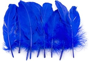 CREATIVERY 10 plumas de ganso 15-20 cm (azul 352 / azul real / azul real) // plumas reales para manualidades, plumas decorativas, plumas de pájaro