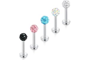 Briana Williams 1.2mm CZ Cristallo Palla Piccolina Labret Anello al Labbro Trago Helix Orecchio Stud Piercing Gioielli 6/8/10/12mm