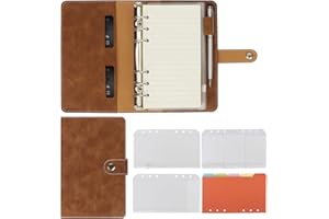 ‎SKYCASE Skycase A6 Binder Notizbuch Ordner Portfolio,6 Löcher Loseblatt Binder PU Leder,Ringbuchordner Ringbinder Planer,Ringbuch DIN A6 Tagebuch Ringbuchhülle mit Füllpapier/Bindertaschen/Papierblatt,Braun