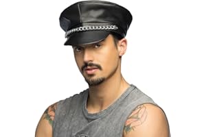 Boland 82001 – Gorro de piel sintética negro unisex con cadena de eslabones, sombrero, sombrero, disfraz, carnaval, fiesta temática