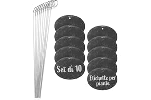 Hoberg Etichette per piante in ardesia - Set di 10 | Resistenti alle intemperie, riutilizzabili | Etichettatura di piante & erbe | Con punte in acciaio per il terreno | 9 x 7 x 0,5 cm [Ovale]