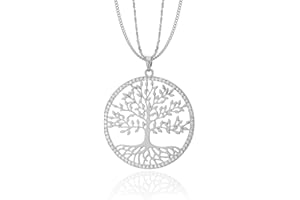 OURAN Collana a catena lunga per donna, collana con pendente Celtic Albero della vita Collana in oro o argento con cristallo