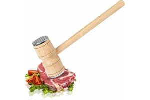ALYAR Meat Tenderizer Meat Hammer Meat Mallet Meat Tenderizer Needle Meat Tenderizer Mallet Steak Chicken Poultry Beef Pounder Tool for Kitchen BBQ Wooden Handle Stain Less Steel Kitchen Chef (1 Piece)