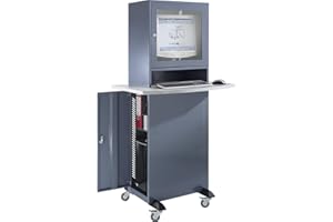 ‎QUIPO QUIPO eurokraft | Basic | Computerschrank | mit Arbeitsplatte | blaugrau