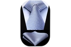 HISDERN Cravatta da Uomo e Fazzoletto Elegante Cravatte Moda da Matrimonio Motivo Pied de poule Business Partito Cravatta Set