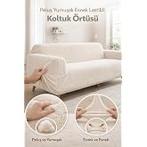 Yumuşacık Welsoft Lastikli 3 Kişilik Koltuk &Ouml;rt&uuml;s&uuml; Kaymaz Esnek ve Yıkanabilir Koltuk Kılıfı (krem)
