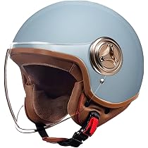 Casque Demi-Jet Moto Rétro HALYING ECE 22.06 – Vintage ABS Renforcé, Doublure Amovible, Ventilation 3D – 55-60 Cm (Noir Mat)
