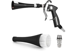 MYPIN Car Cleaning Gun, 6-9.2Bar Dry Blow Gun, High Pressure Compressed Air Blow Gun, Interior Car Cleaning with 2 Nozzles for Vehicle Car Carpet Dashboard Seat Upholstery (Black)