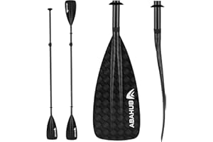 Abahub 1 x 4 Section Carbon SUP Paddle/Kayak Oar, Adjustable Stand up Paddleboard Paddles, Lightweight Carbon Shaft Black/Blue/Green/Gray/Orange/Red Plastic Blade
