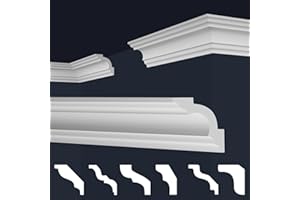 MARBET DESIGN Moulures en stuc XPS en polystyrène blanc, plafonds, moulures E, 20 m / 10 barres E-25