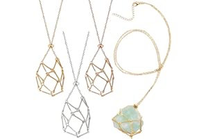 PH PandaHall 3 Colors Crystal Stone Holder Necklace, 3pcs Adjustable Empty Stone Holder, Stainless Steel, Unisex, Modern, DIY Jewellery