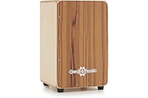 Cajon compact par Gear4music avec coussin de siège et housse en teck