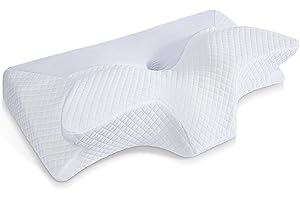 ‎HOMCA HOMCA Poduszka z pianki pamięciowej szyjnej, ergonomiczna poduszka konturowa łagodzi ból szyi, wyprofilowane poduszki podpierające dla śpiących na boku pleców, brzuchu (Biały, 70 * 40 * 8.5/14.5cm)