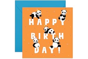 Central 23 Kartka urodzinowa syna - urocze kartki ze zwierzętami dla chłopców i dziewcząt - list z napisem "Happy Birthday" Panda - pomarańczowa - w zestawie zabawne naklejki nadające się do