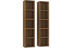 Homgoday 2X Estantería para CDs Armario Estante de Pie Almacenamiento Almacenaje Mueble Libros Práctico Decorativo Casa Hogar Marrón Roble Madera Contrachapada 21x16x93,5 cm