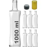 Afracam Pyramid Transparent 1000 ml Empty Glass Bottle with Locking Lid and Hood 6 Pieces