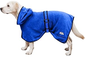 Bella & Balu Peignoir pour Chien en Microfibre – Peignoir pour Chien Absorbant pour séchage après baignade, Bain ou Sortie sous la Pluie (M | Bleu)