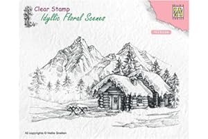 NELLIE'S CHOICE Nellie Snellen Clear Stamps Idyllic Floral Scenes Snowy Landscape avec cottage 140 x 83 mm