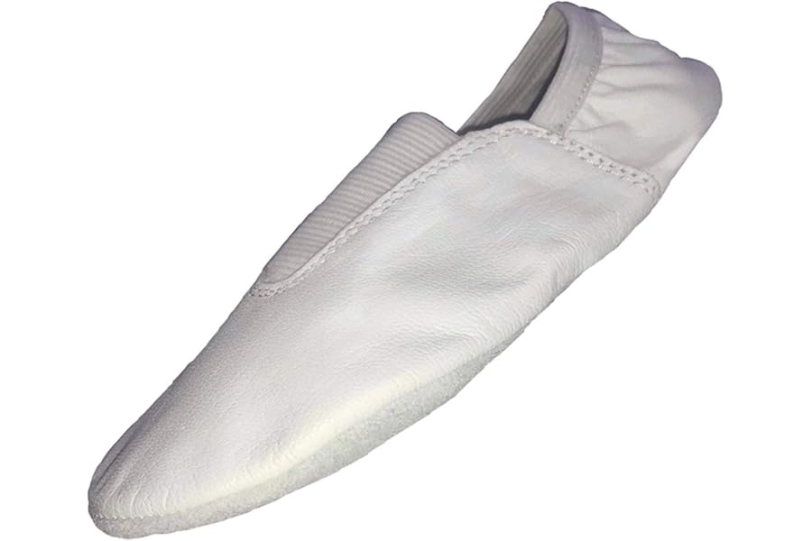 TOROMAX Gymnastic Shoes White Leather Soft Sole Multi-Purpose Training Slippers for Yoga, Trampoline, Dance, Gymnastic for Kids Girls Children