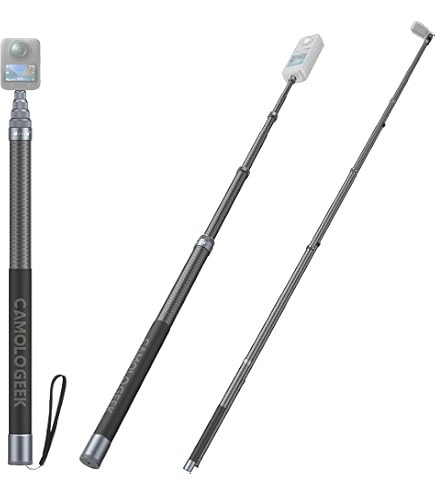 Perche à Selfie Invisible 3m Fibre De Carbone - Compatible GoPro, DJI, Insta360 - Poignée Antidérapante