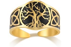 Dreamtimes Yggdrasil Albero della Vita Anello per uomo donna Anello vintage regolabile Anello in acciaio inossidabile vichingo nodo celtico