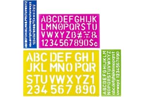 Belegao 4 PCS Letter Stencils Set, Plastic Alphabet Number Stencils Template Rulers Assorted Colors Sizes Lettering Guides Set for Adults Kids Drawing Painting Learning DIY, Random Colors