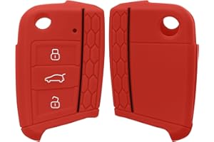 kwmobile Carcasa Compatible con Llavero de VW Golf 7 MK7 Llave de Coche de 3 Botones Funda - Funda para Mando de Coche de Silicona - Rojo