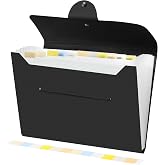 Brencco Expanding A4 Accordion Folder, 13 Pockets, Black | A4 PP File Folder with Labels, for Organizing Documents in School,