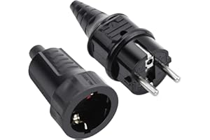 CHENEVER Spina e Presa 16A/250V ip44 Europea Spina Esterno Impermeabile Connettore Industriale (Nero)