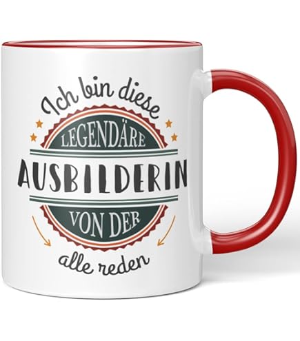 JUNIWORDS Tasse „Weltbeste Praxisanleiterin“ – Lustige Geschenkidee In Rot, Made In Germany